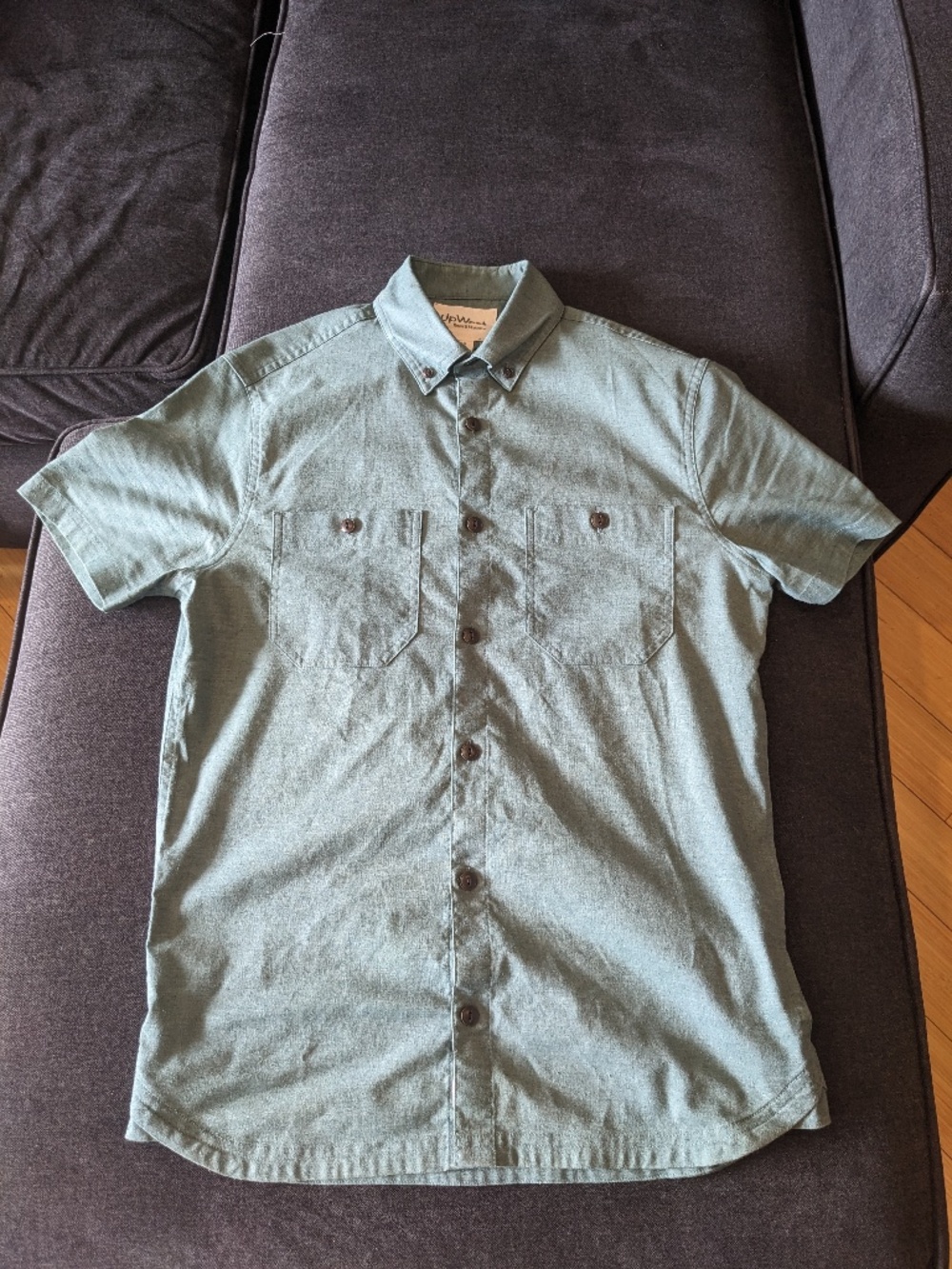 UpWest XS Short Sleeve Teal Hemp Button Down